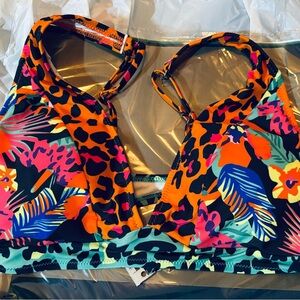 Vibrant Tropical Print Bikini Top